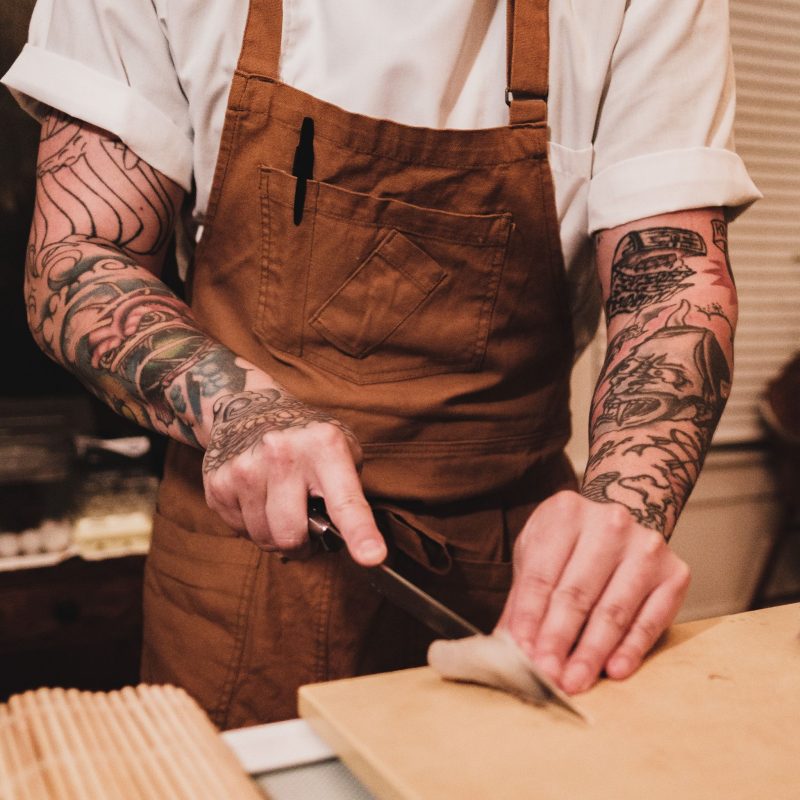 Brown Canvas Chef Bib Apron with Chest Pocket
