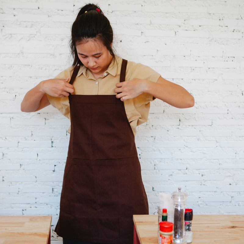Dark Brown Classic Bib Apron with Front Pockets