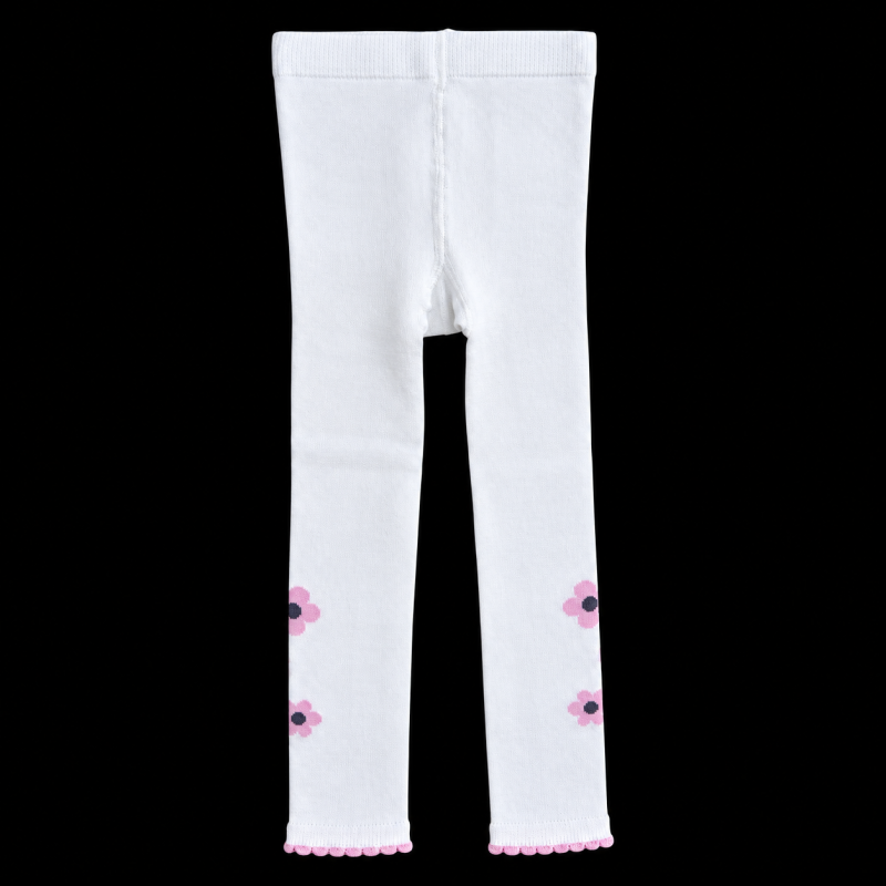 white girls tights, pink floral tights, baby girl tights, kids white leggings, floral kids tights, soft stretch tights