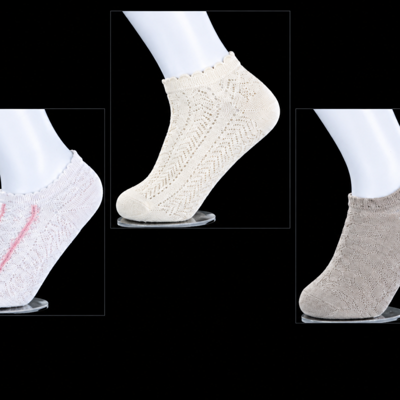 girls ankle socks, kids low cut socks, white ankle socks, cream ankle socks, beige ankle socks, pink detail socks, cute girls socks, soft stretch ankle socks, stylish kids socks, everyday ankle socks